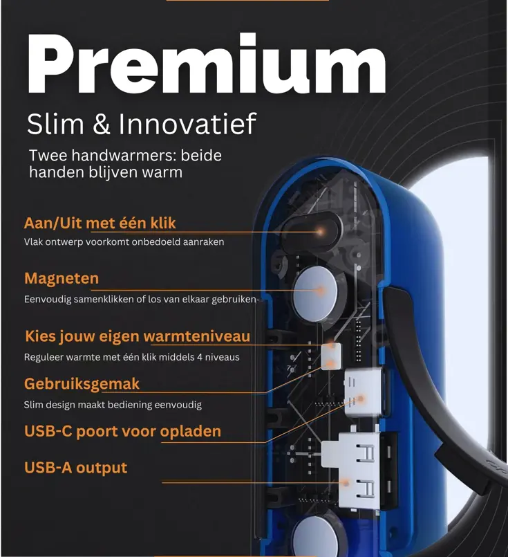 Herbruikbare Handwarmers met Powerbank