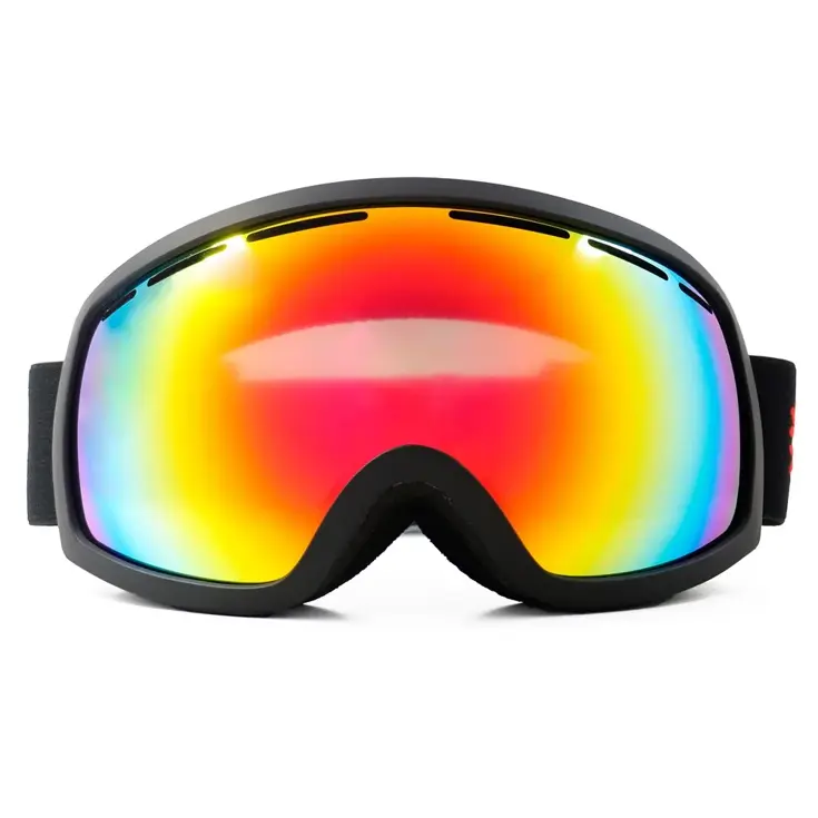 Skibril - Zwart - Rood spiegelglas