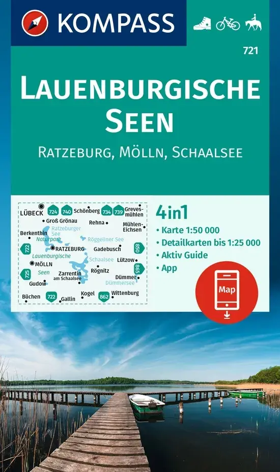 Kompass Wandelkaart WK721 Lauenburgische Seen