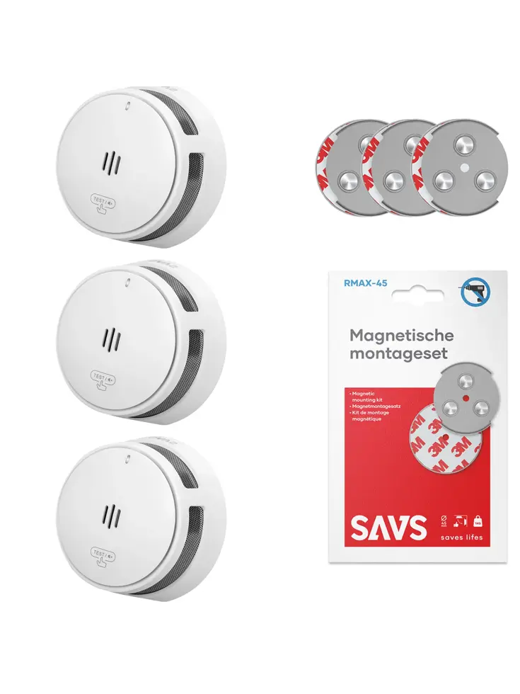 S10 Rookmelder met magneet 3-pack