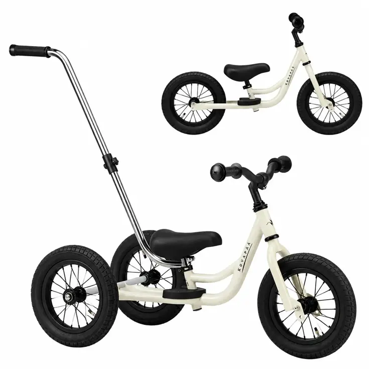 2-in-1 Loopfiets Driewieler met Duwstang