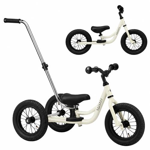 2-in-1 Loopfiets Driewieler met Duwstang