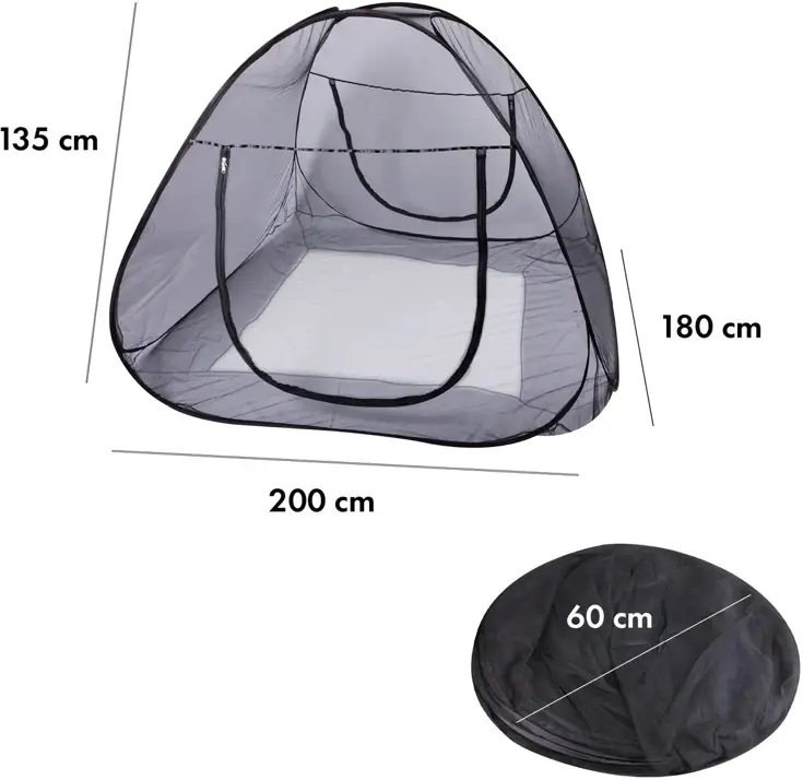 Bedtent Pop Up klamboe - 200x180cm - Zwart