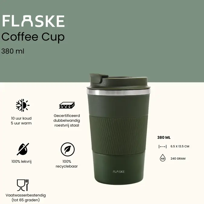 FLASKE 380ML RVS Koffiebeker to Go
