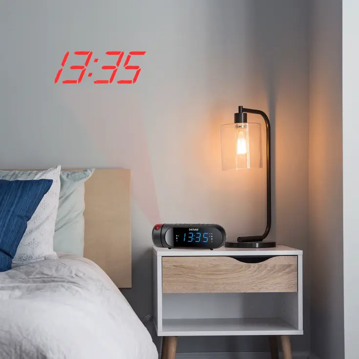 Wekker FM klokradio Projectie USB-A Output