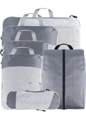 Compressie Packing Cubes – 6 stuks – Grijs