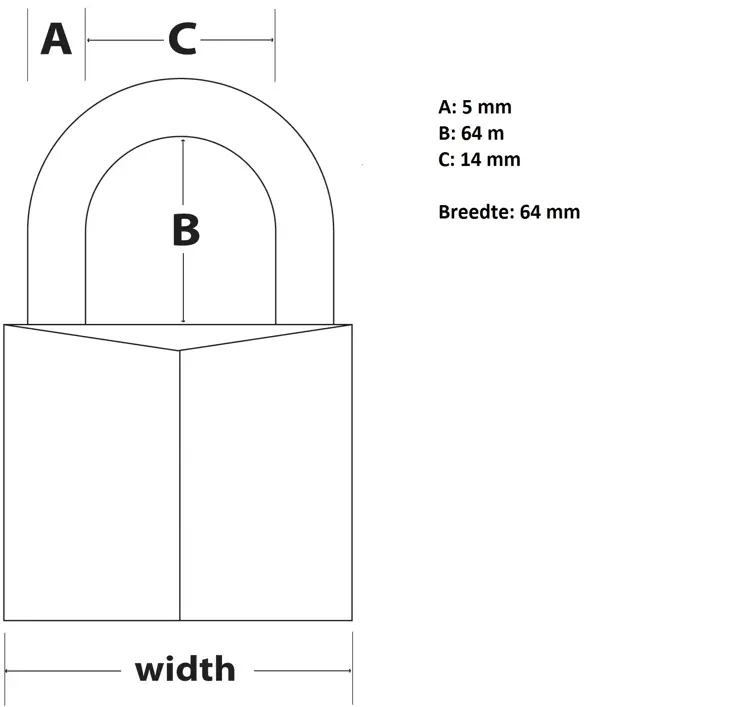 Hangslot - 30mm - O5mm - extra lange beugel