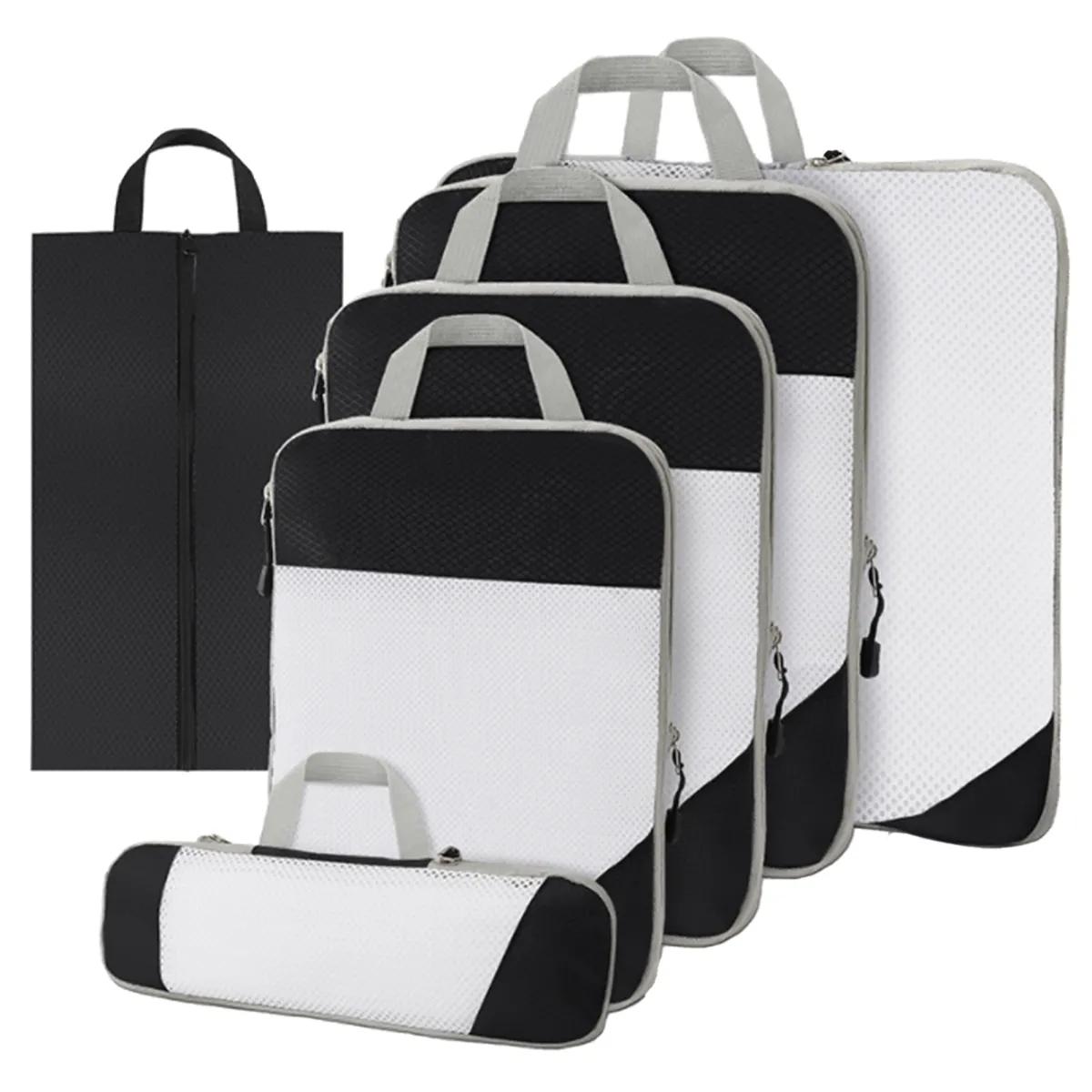 Thousandtravelmiles  Compressie Packing Cubes  6 stuks  Zwart  Zwart