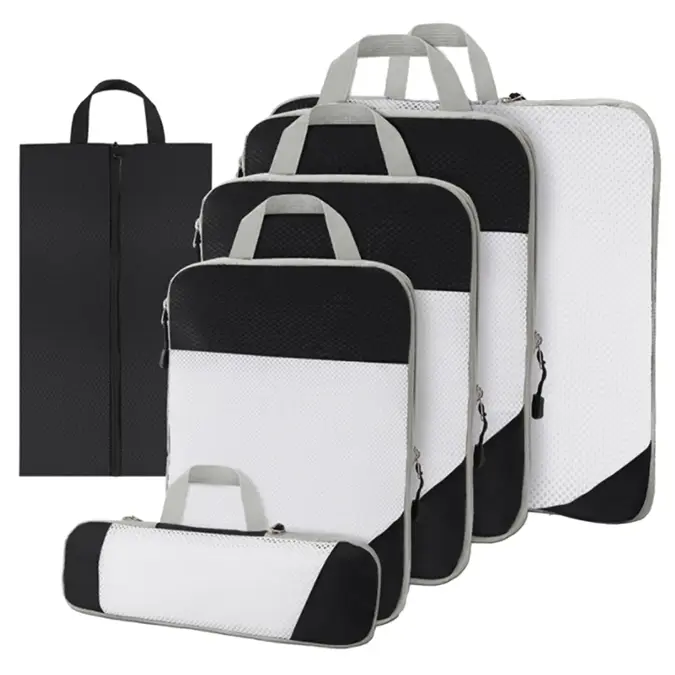 Compressie Packing Cubes – 6 stuks – Zwart