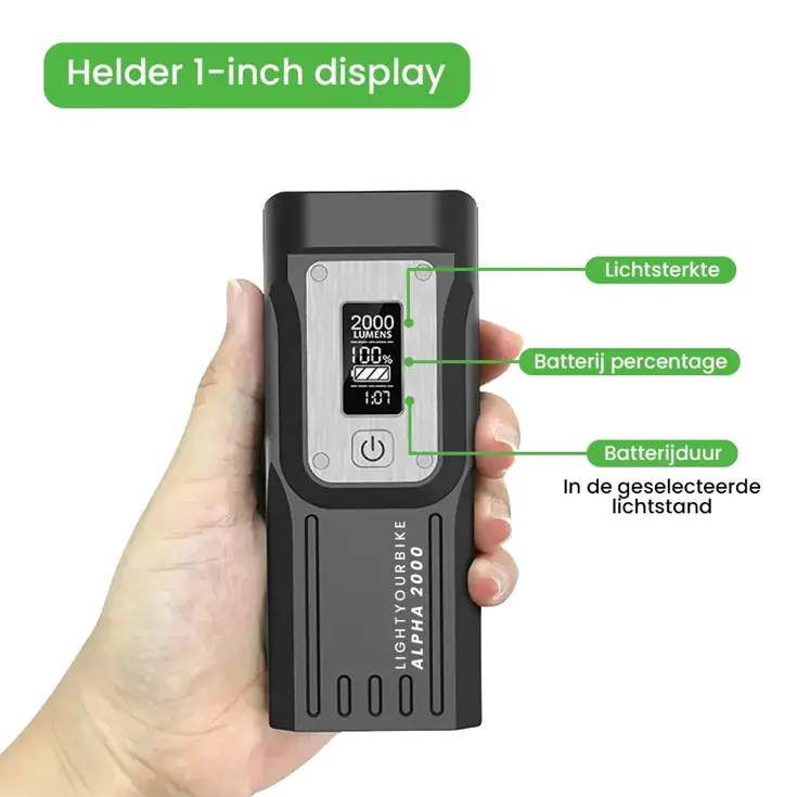 ALPHA 2000 lumen Fietslamp & Powerbank