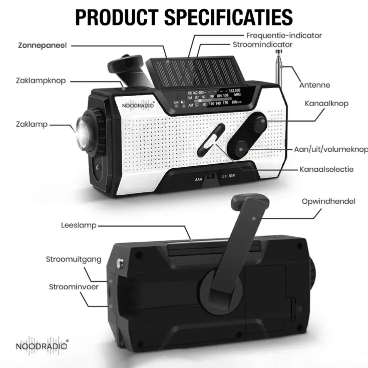 Noodradio® Solar Opwindbaar Met Batterijen