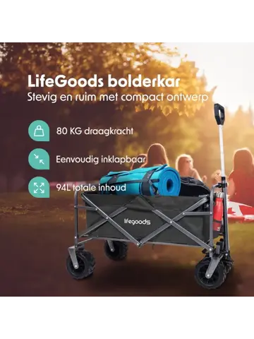 LifeGoods Bolderkar - 80KG - 94L