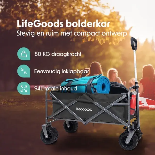 LifeGoods Bolderkar - 80KG - 94L