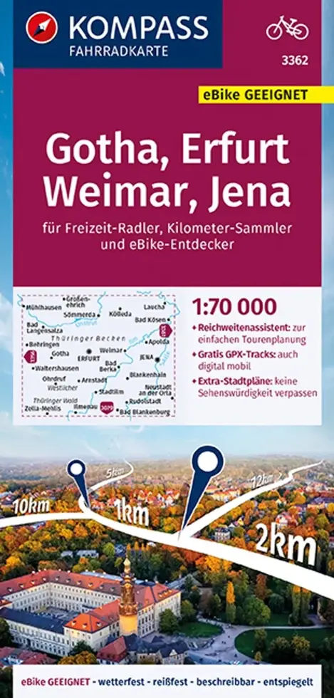 Fietskaart FK 3362 Gotha - Erfurt