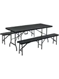 Klaptafel - 180cm - zwart - houtlook