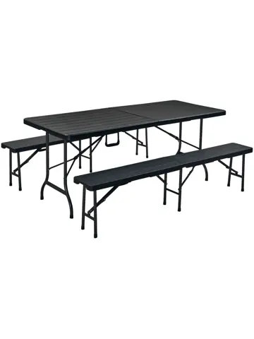 Klaptafel - 180cm - zwart - houtlook