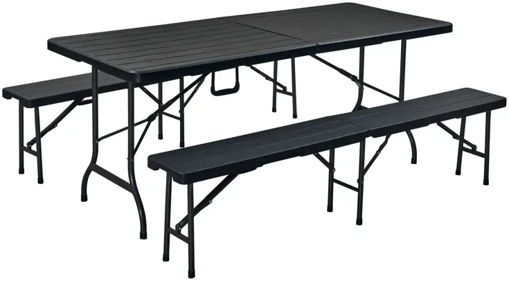 Klaptafel - 180cm - zwart - houtlook
