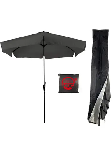 CUHOC Parasol Grijs 3m + Redlabel Parasolhoes