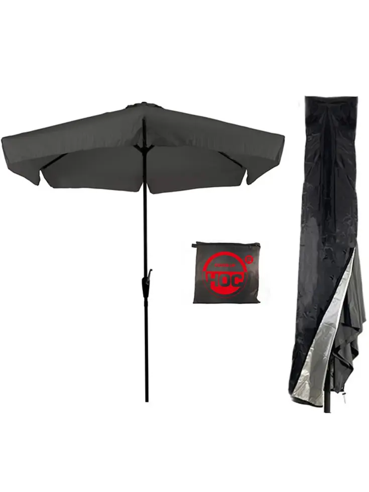 CUHOC Parasol Grijs 3m + Redlabel Parasolhoes