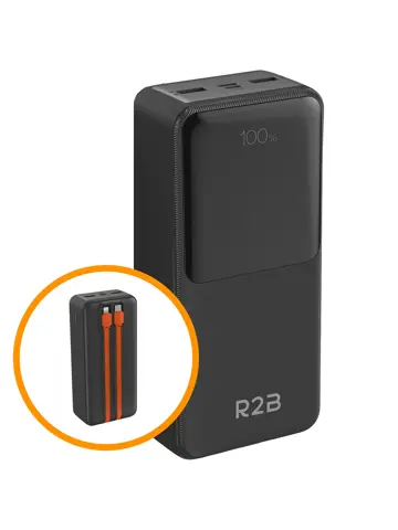 Powerbank 30000 mAh met Ingebouwde Kabels