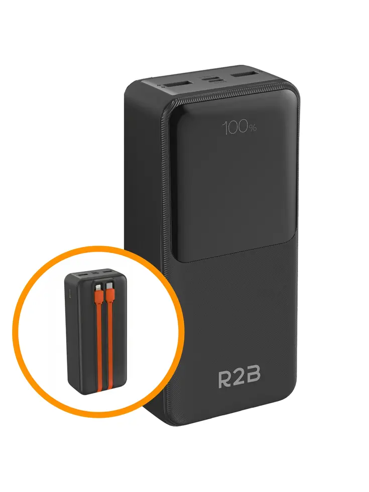 Powerbank 30000 mAh met Ingebouwde Kabels