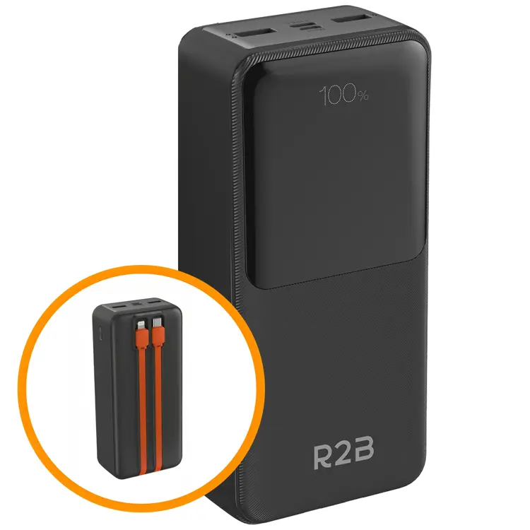 Powerbank 30000 mAh met Ingebouwde Kabels