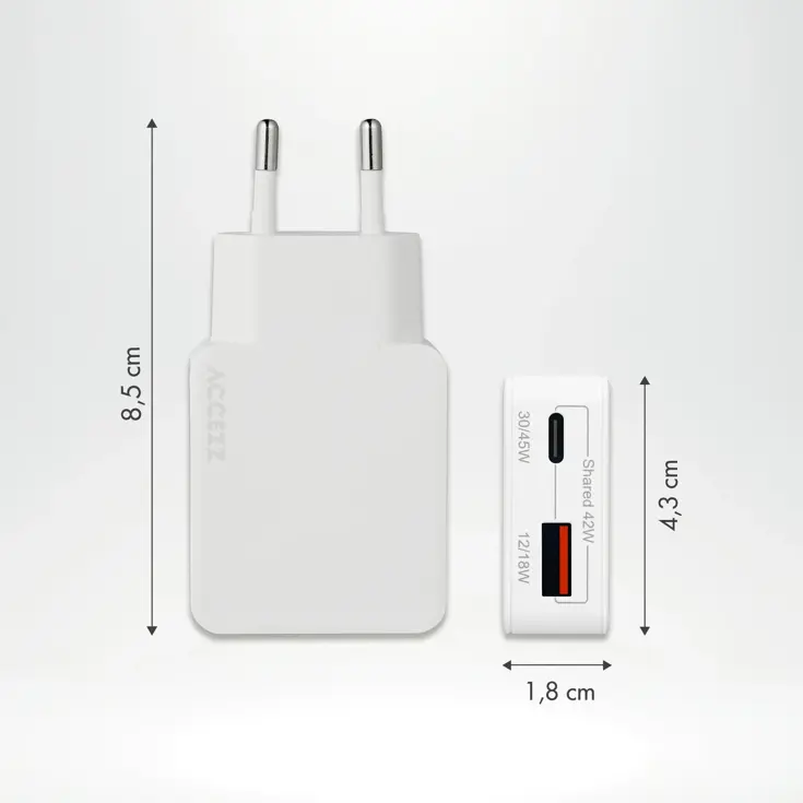Ultra Slim GaN Charger 45W - USB-A + USB-C