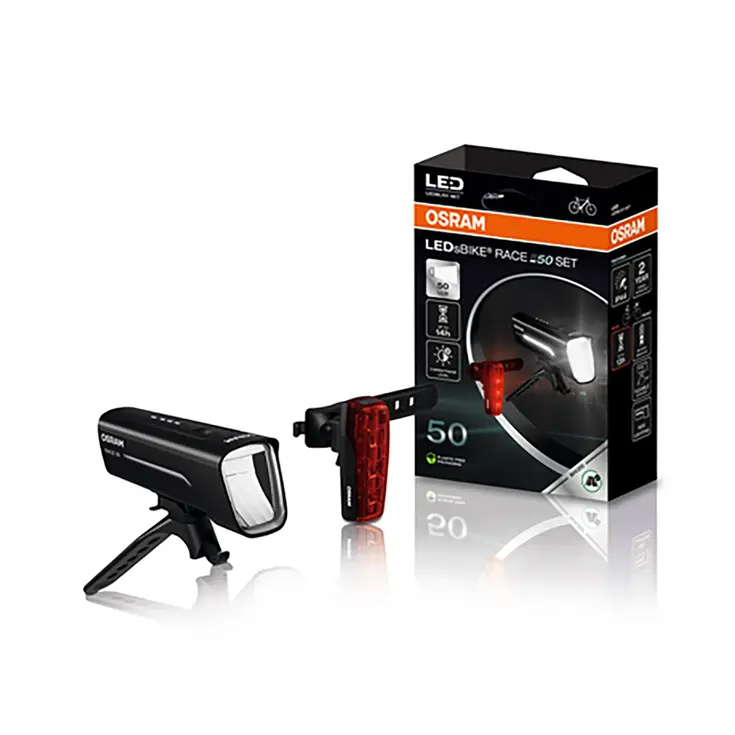 Oplaadbare LED Verlichtingsset 50 LUX voor Fiets