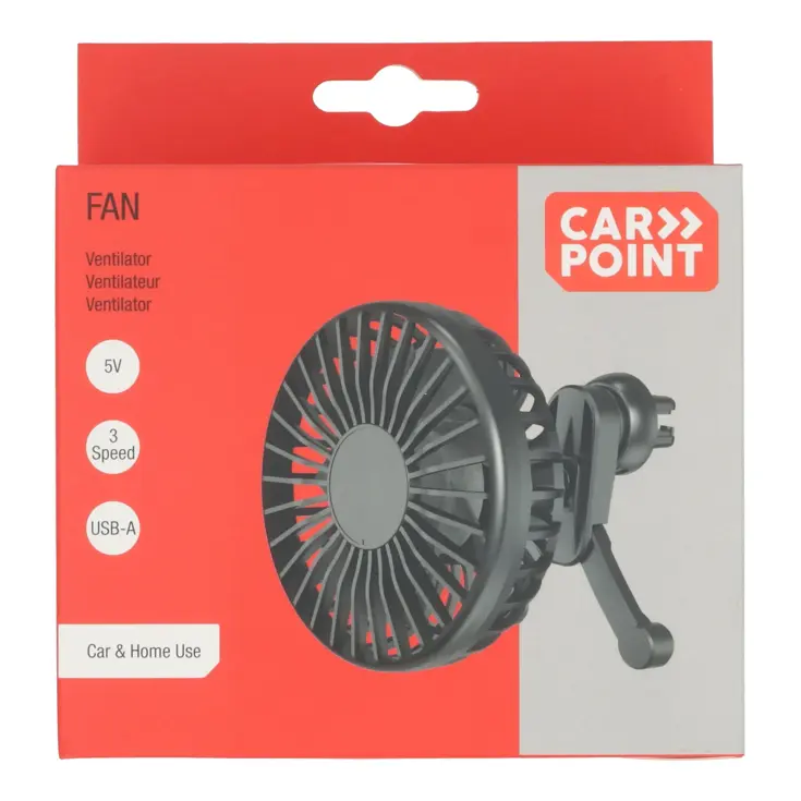 Ventilator voor auto met USB-A aansluiting Ø10,5cm
