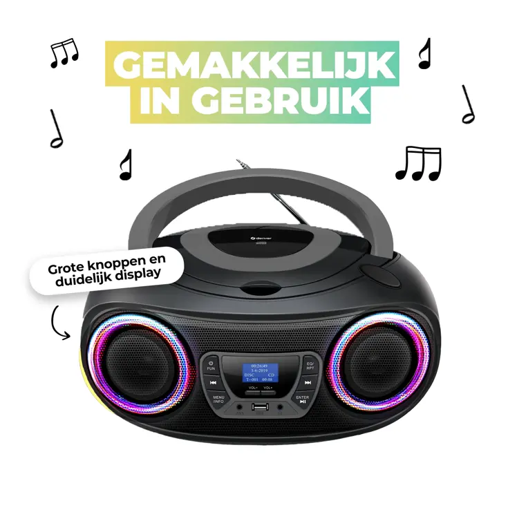 DAB+ Radio CD-speler Bluetooth Lichteffecten