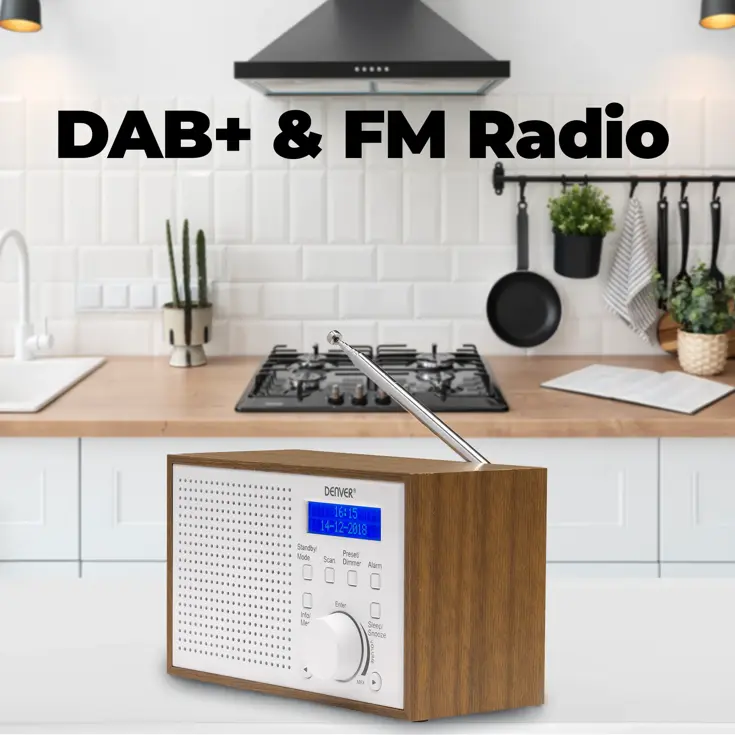 DAB+/FM Radio Wekker Datum & tijd weergave