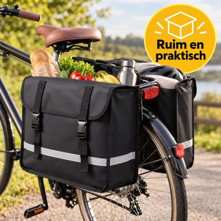Dubbele fietstas van tarpaulin
