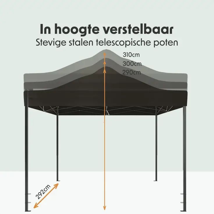 Partytent met Zijwanden – 3x3 m – Antraciet