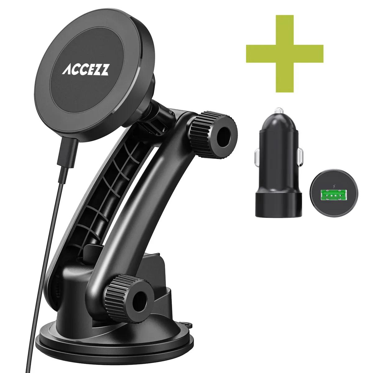Accezz  Magsafe Telefoonhouder Dash/Raam + Autolader  Zwart