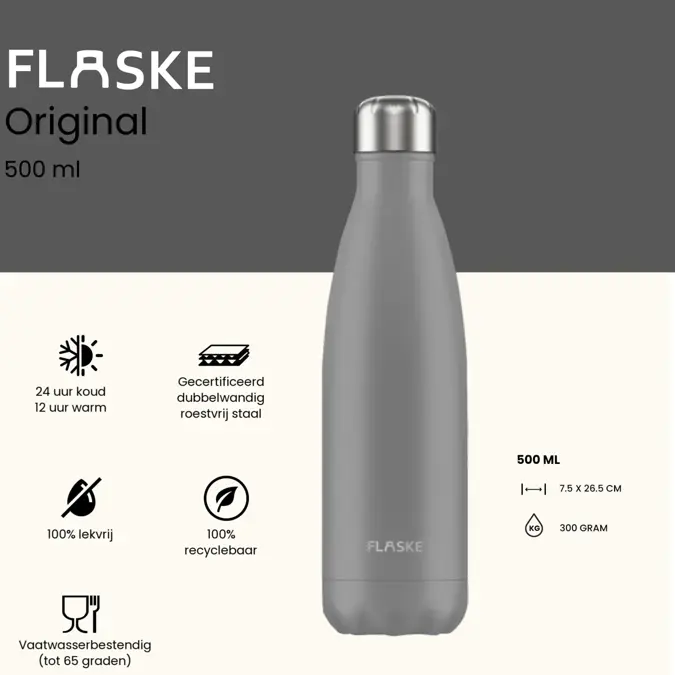FLASKE 500 ml RVS Drinkfles