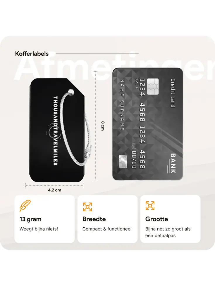 Aluminium Bagagelabel – 2 stuks – Zwart