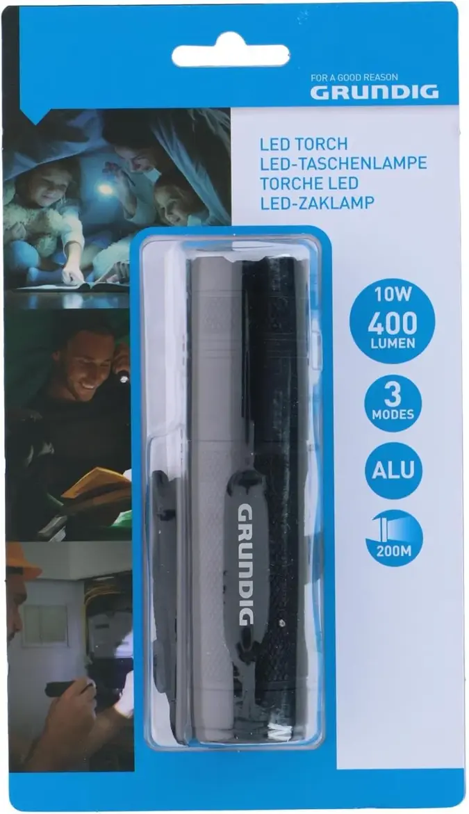 Grundig LED Zaklamp - 10W - 200M - 3 Lichtstanden