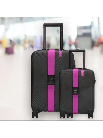 Kofferriem met cijferslot 180 cm – Roze