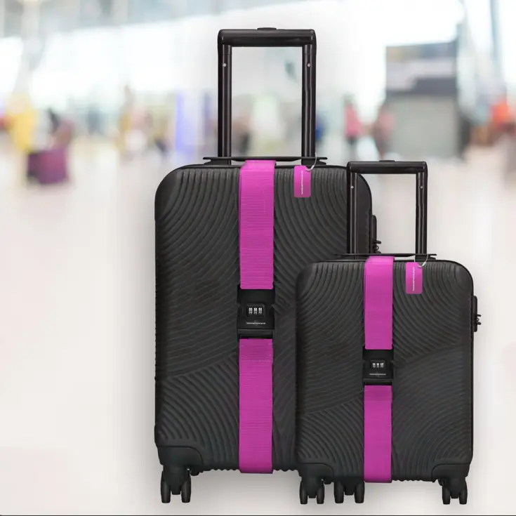 Kofferriem met cijferslot 180 cm – Roze