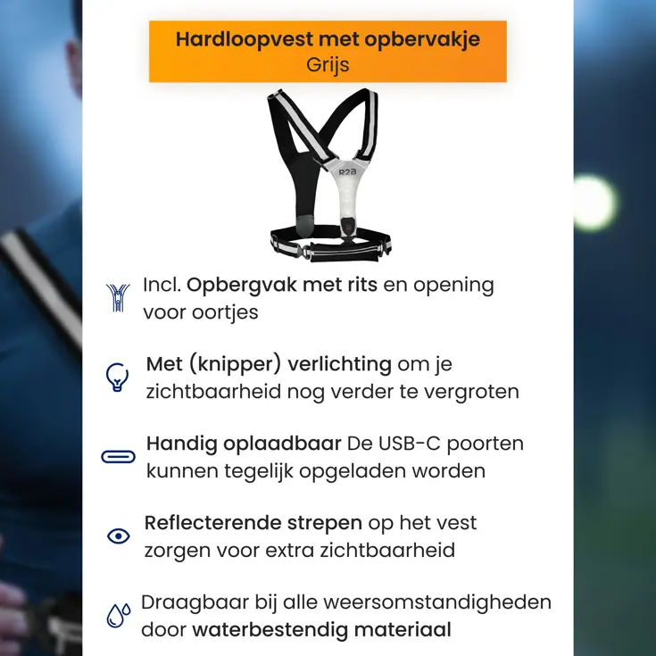 Hardloopvest met Opbergvak - Verlichting