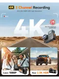 X5 Touch 3CH 4K Wifi GPS 128gb dashcam