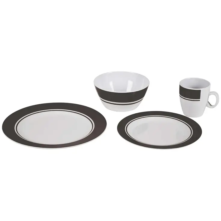 Servies Classic 16 Stuks Wit/Grijs