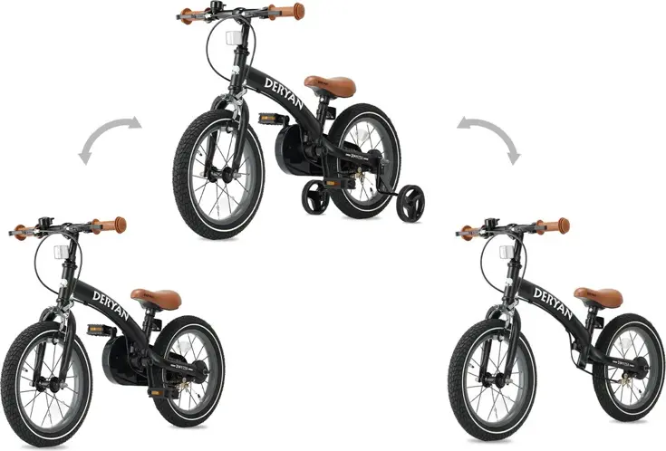 Luxe Kinderfiets 14 inch - 3 in 1 - Loopfiets