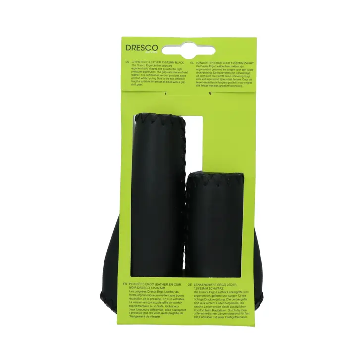 Ergonomische leren handvatten 135/92mm zwart