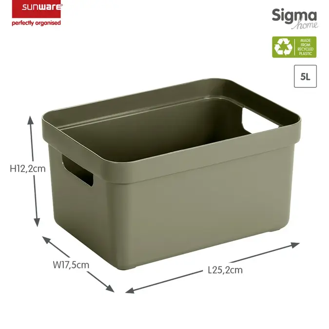 Sigma home - Opbergbox - 5L groen - 6-delig