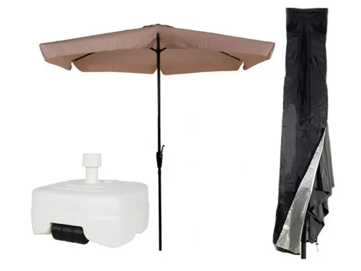Parasol Ecru Ø3m Met Voet En Hoes