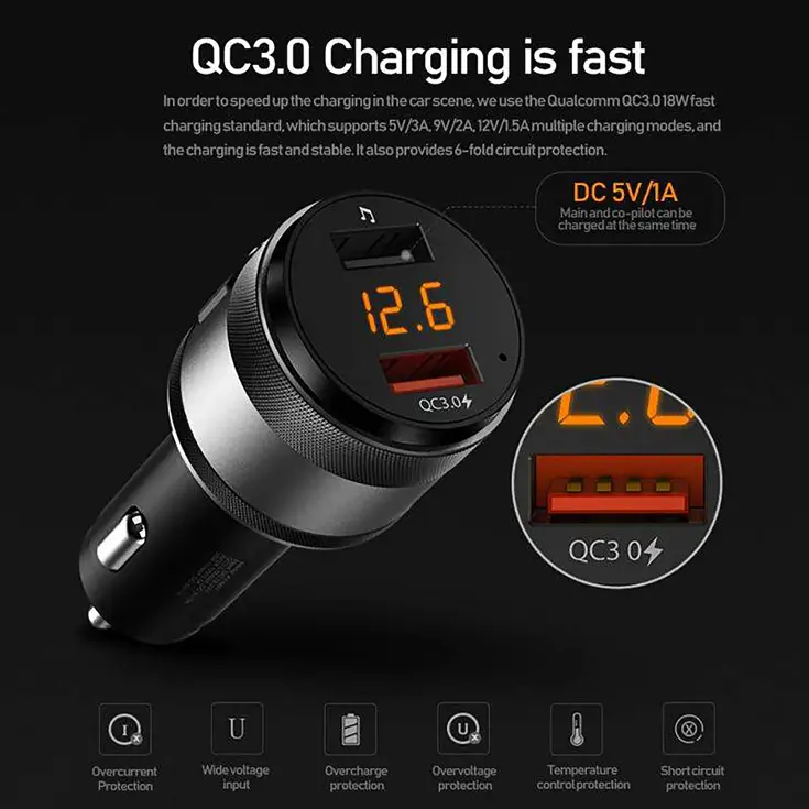 Bluetooth FM Transmitter voor Auto met USB Poorten