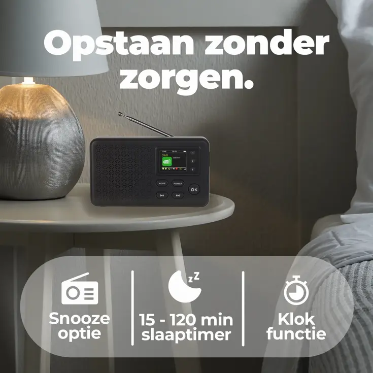 DAB+/FM Radio Wekker Oplaadbare accu