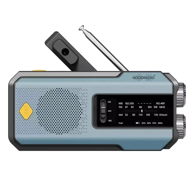 Noodradio® Solar Powerbank Opwindbaar Blauw