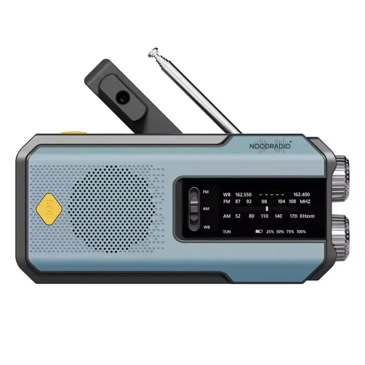 Noodradio® Solar Powerbank Opwindbaar Blauw